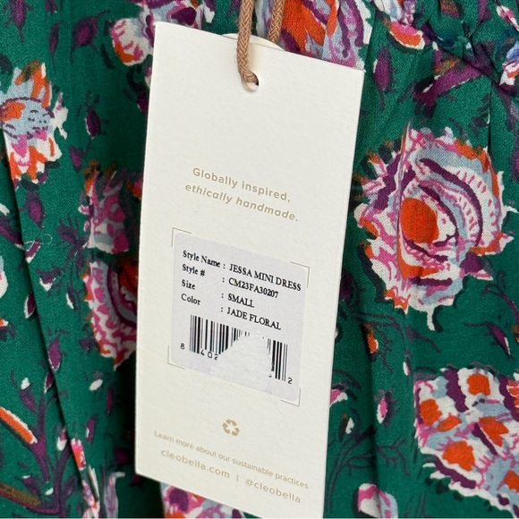 Cleobella Floral Mini Dress in Green and Purple #129 - Picture 5 of 5